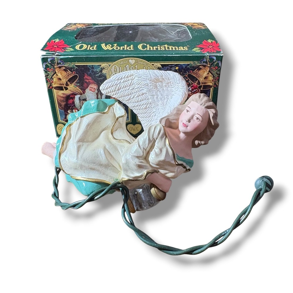 Old World Christmas Merck Family Lighting the Way Angel Light Cover 2001 Vintage